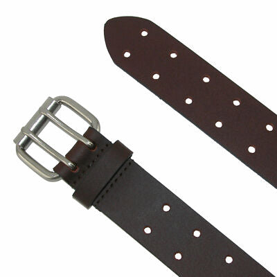 Men’s Genuine Leather Dark Brown Belt – Double Prong Buckle