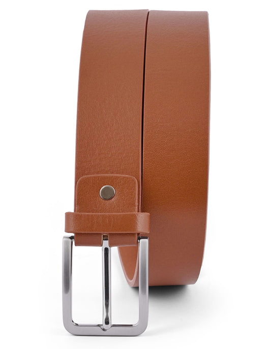 Men’s Genuine Leather Light Brown Belt – Premium Classic Buckle