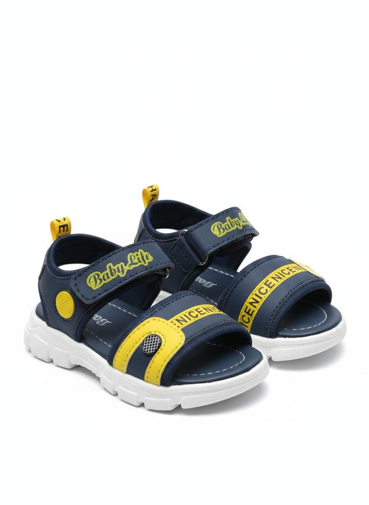 Baby Life Premium Comfort Sandals - Trendy Blue & Yellow Walking Shoes