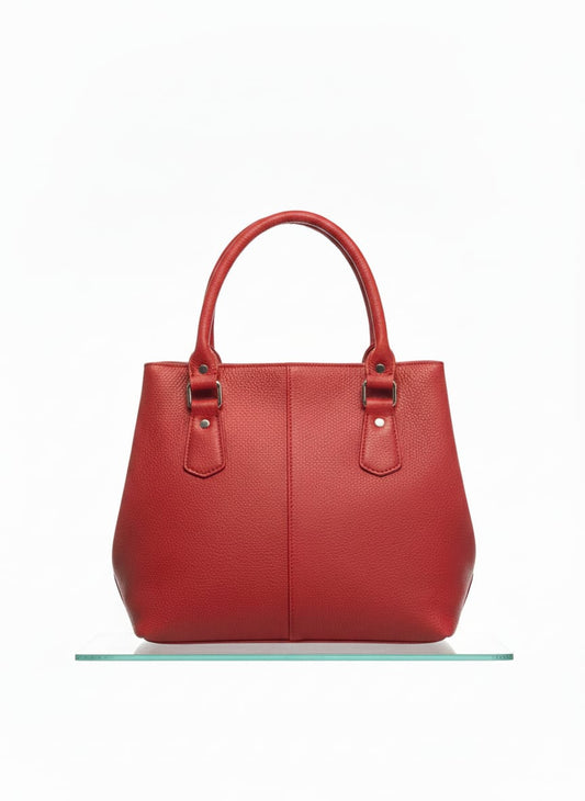 Premium Red Pebbled Leather Handbag - Classic Top-Handle Tote for Women  2. Product Description