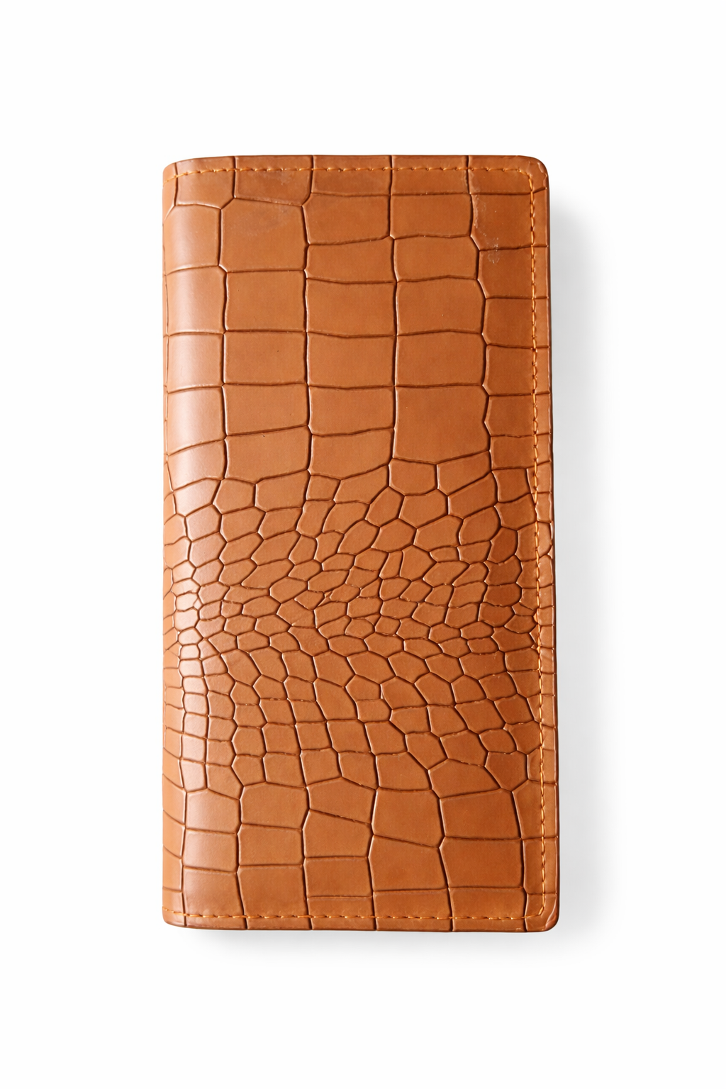 Premium Crocodile Texture Long Leather Wallet – Brown