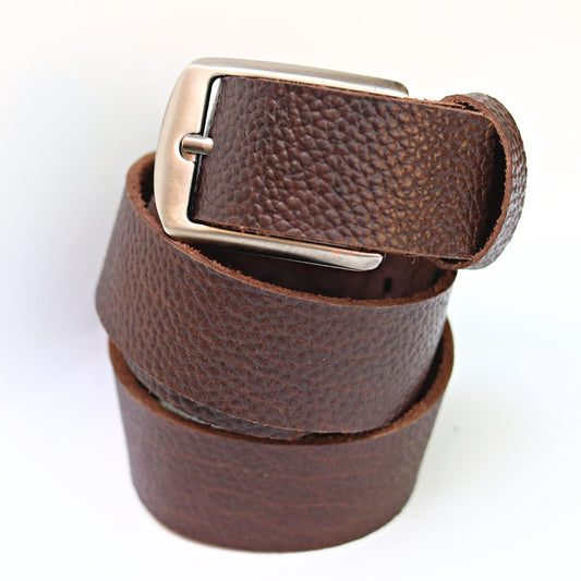 Men’s Genuine Leather Brown Belt – Classic Buckle Style