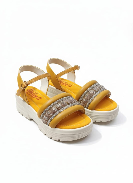 Trandline Girls 'Sparkle & Shine' Fancy Mustard Platform Sandals