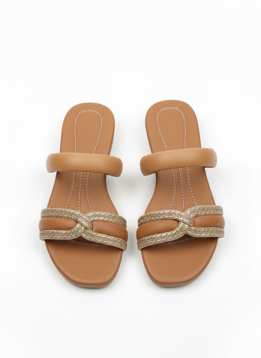Nude Shimmer Comfort Slides