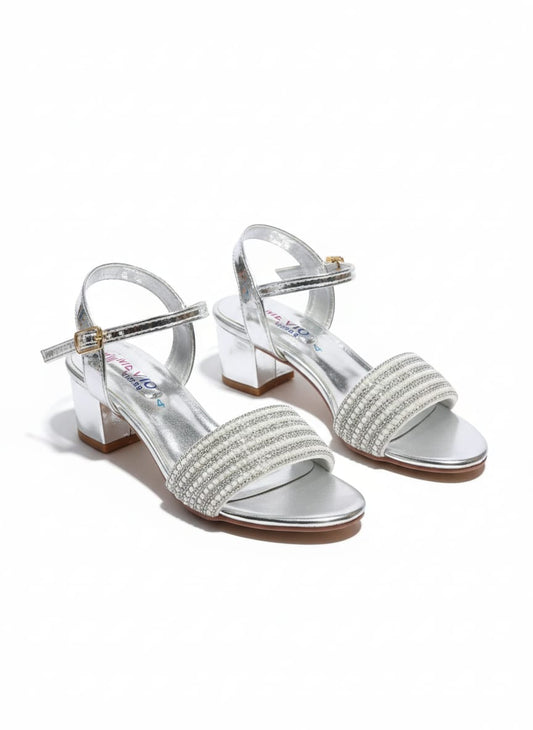 Trandline Girls 'Silver Shimmer' Fancy Block Heel Sandals
