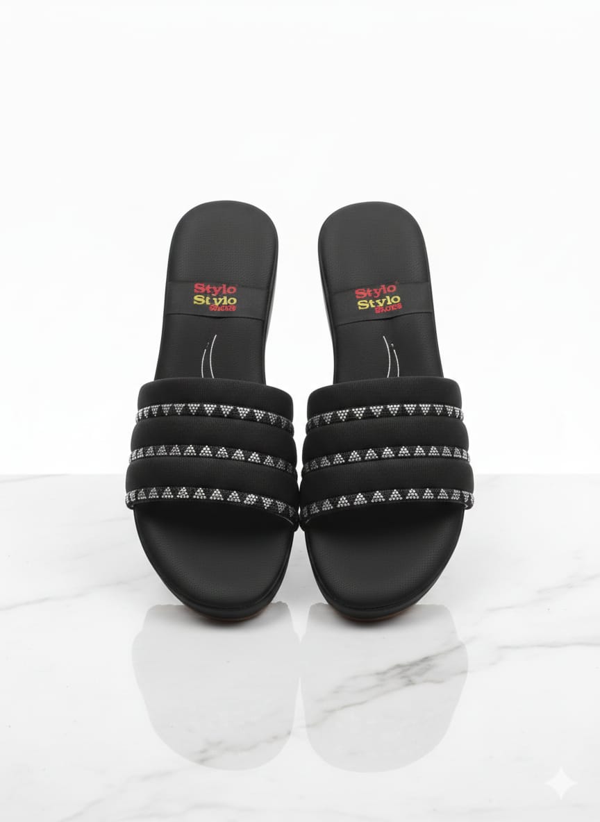 Jet-Black Pyramid Stud Wedges