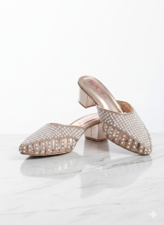 Bridal Ivory Bloom Block Heels