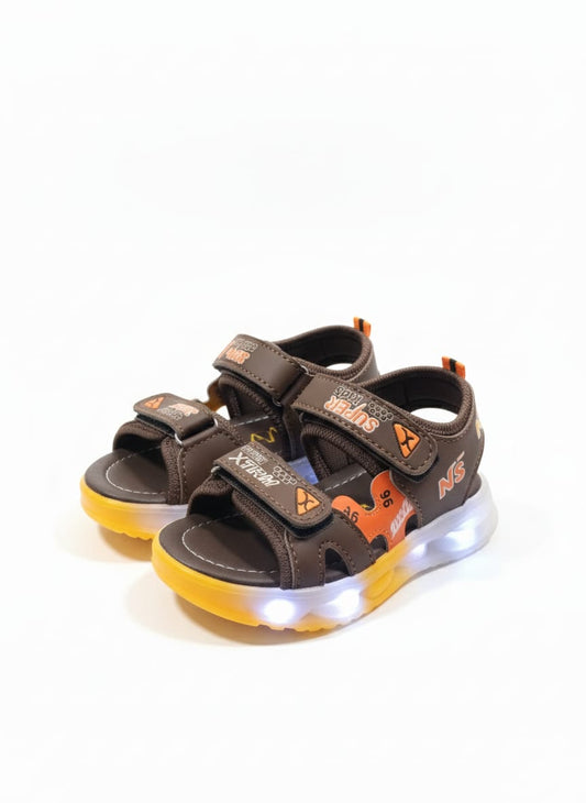 Trandline Kids 'Super XTRM' LED Light-Up Sandals (Brown)